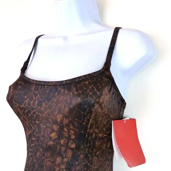 Cole of California VTG 90s Snake Brown Skirted Swim Suit One Piece Women 8 NWT - Picture 7 of 12